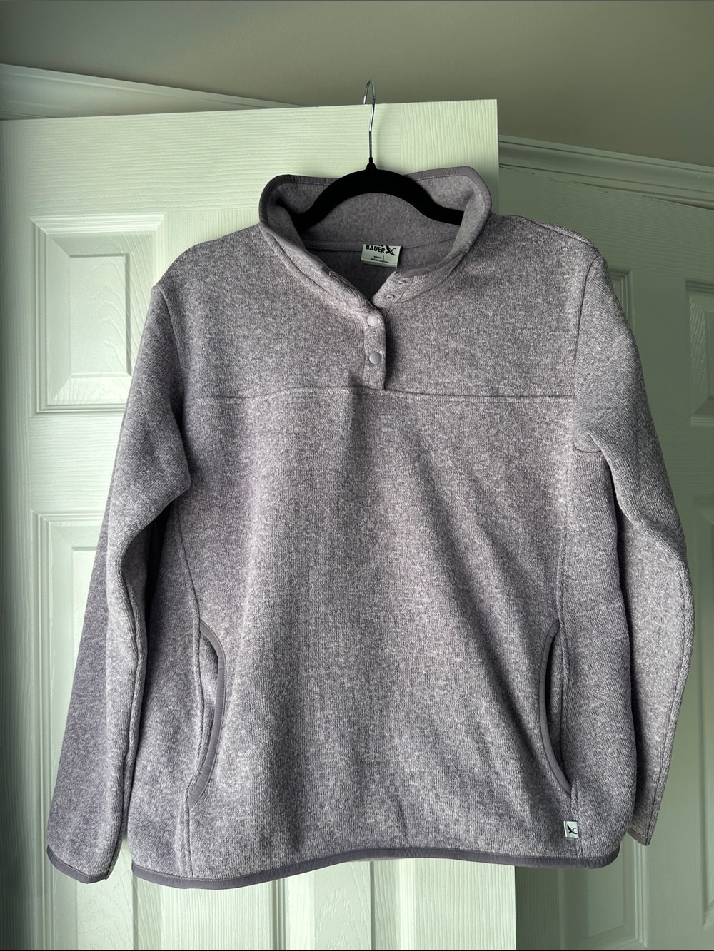 Eddie Bauer L Heather Light Purple Quarter-Snap Fleece Pullover